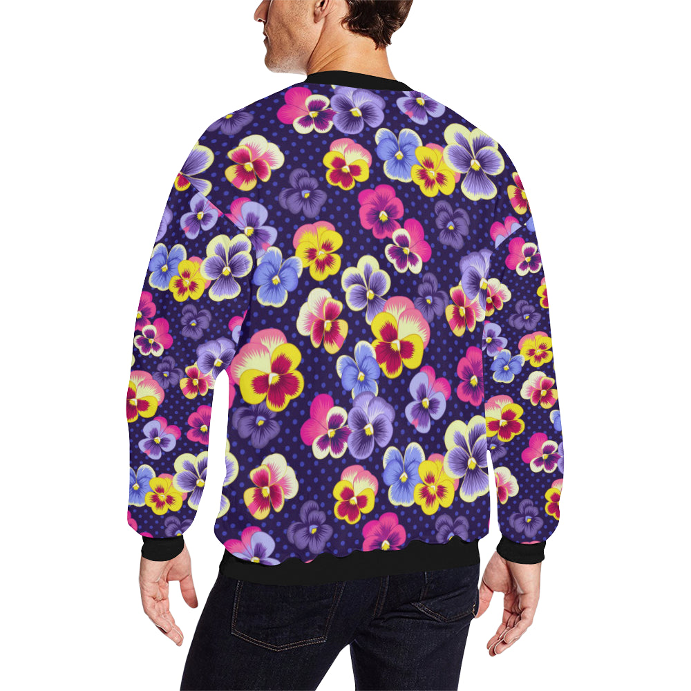 Pansy Pattern Print Design PS04 Men Long Sleeve Sweatshirt