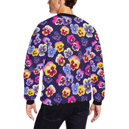 Pansy Pattern Print Design PS04 Men Long Sleeve Sweatshirt