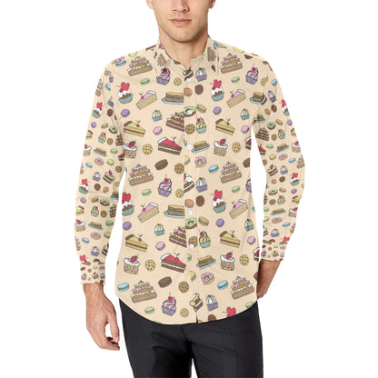 Cake Pattern Print Design 03 Men's Long Sleeve Shirt