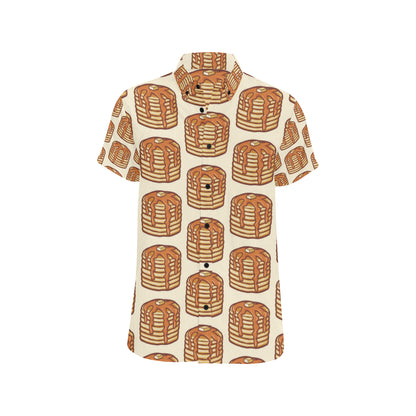 Pancake Pattern Print Design A02 Men's Short Sleeve Button Up Shirt