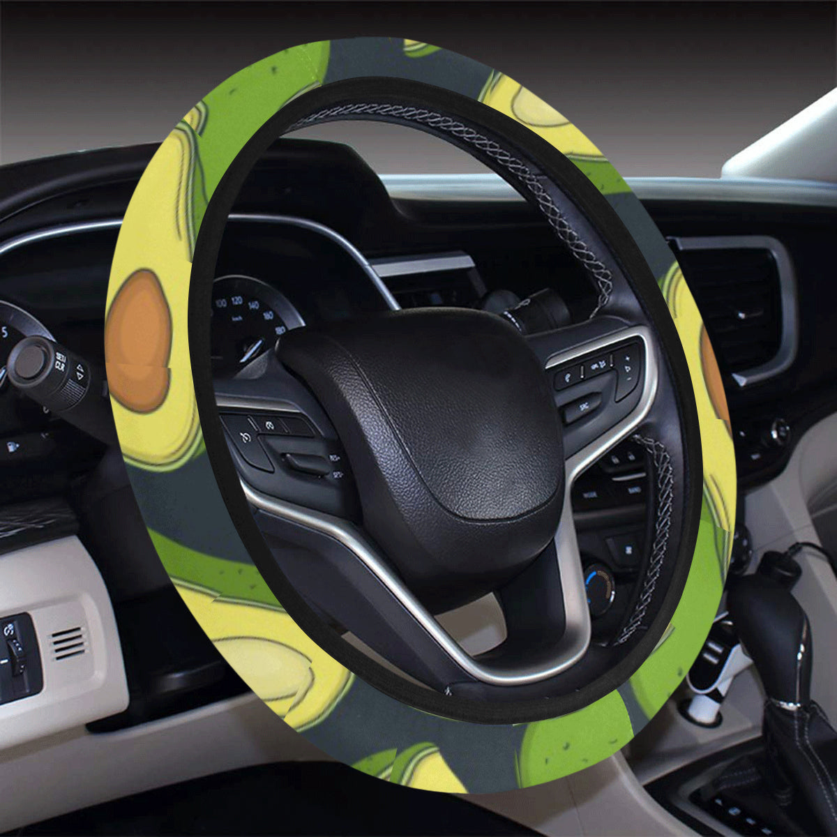 Avocado Pattern Print Design AC013 Steering Wheel Cover with Elastic Edge