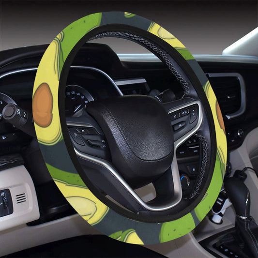 Avocado Pattern Print Design AC013 Steering Wheel Cover with Elastic Edge
