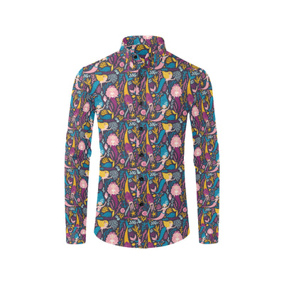 Mermaid Pattern Print Design 08 Men's Long Sleeve Shirt