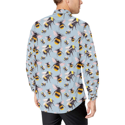 Bee Pattern Print Design BEE08 Men's Long Sleeve Shirt