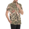 Camouflage Realistic Tree Authumn Print Men's Short Sleeve Button Up Shirt