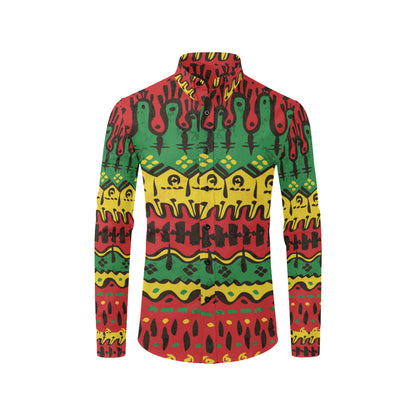 Rasta Pattern Print Design A01 Men's Long Sleeve Shirt