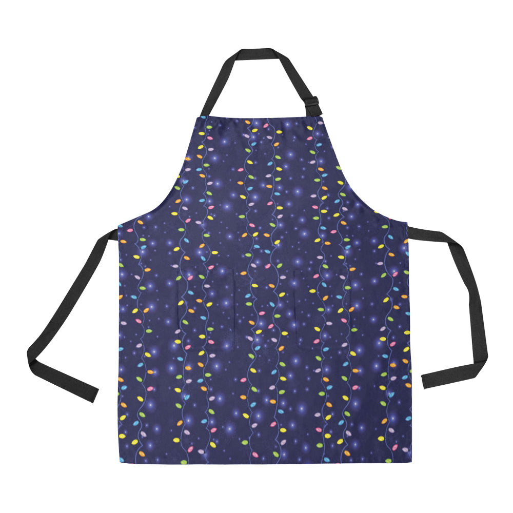 Christmas Light Pattern Print Design 03 Apron with Pocket