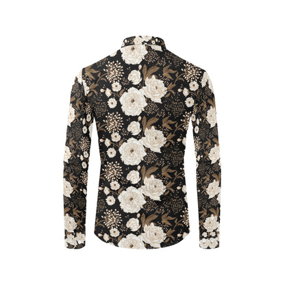 Peony Pattern Print Design A02 Men's Long Sleeve Shirt