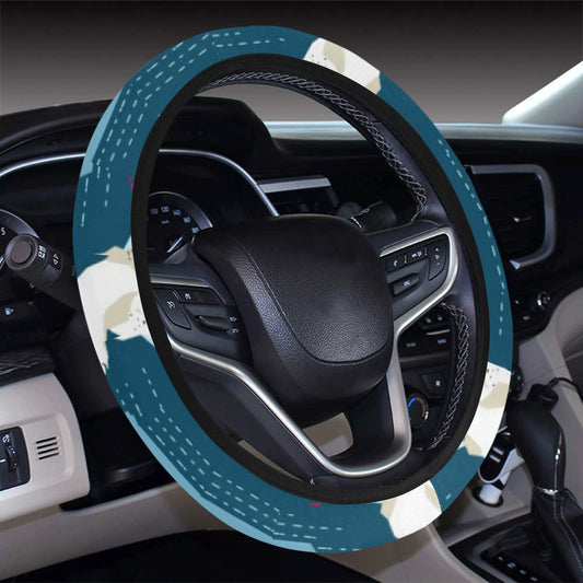 Polar Bear Pattern Print Design PB02 Steering Wheel Cover with Elastic Edge