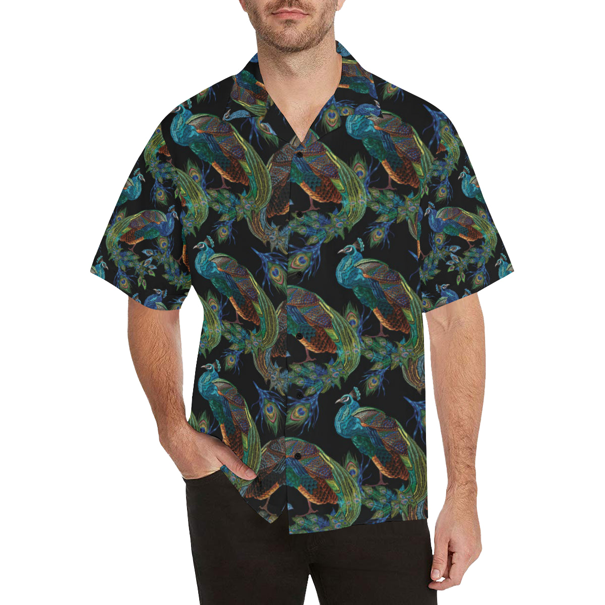 Peacock Pattern Print Design A04 Men's Hawaiian Shirt