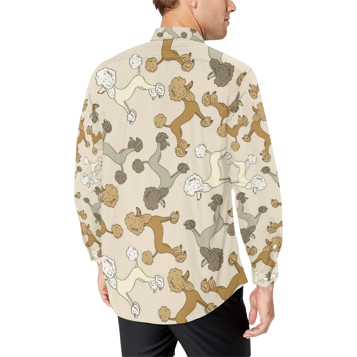 Poodle Pattern Print Design A01 Men's Long Sleeve Shirt