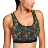 Dinosaur Skull Color Print Pattern Sports Bra