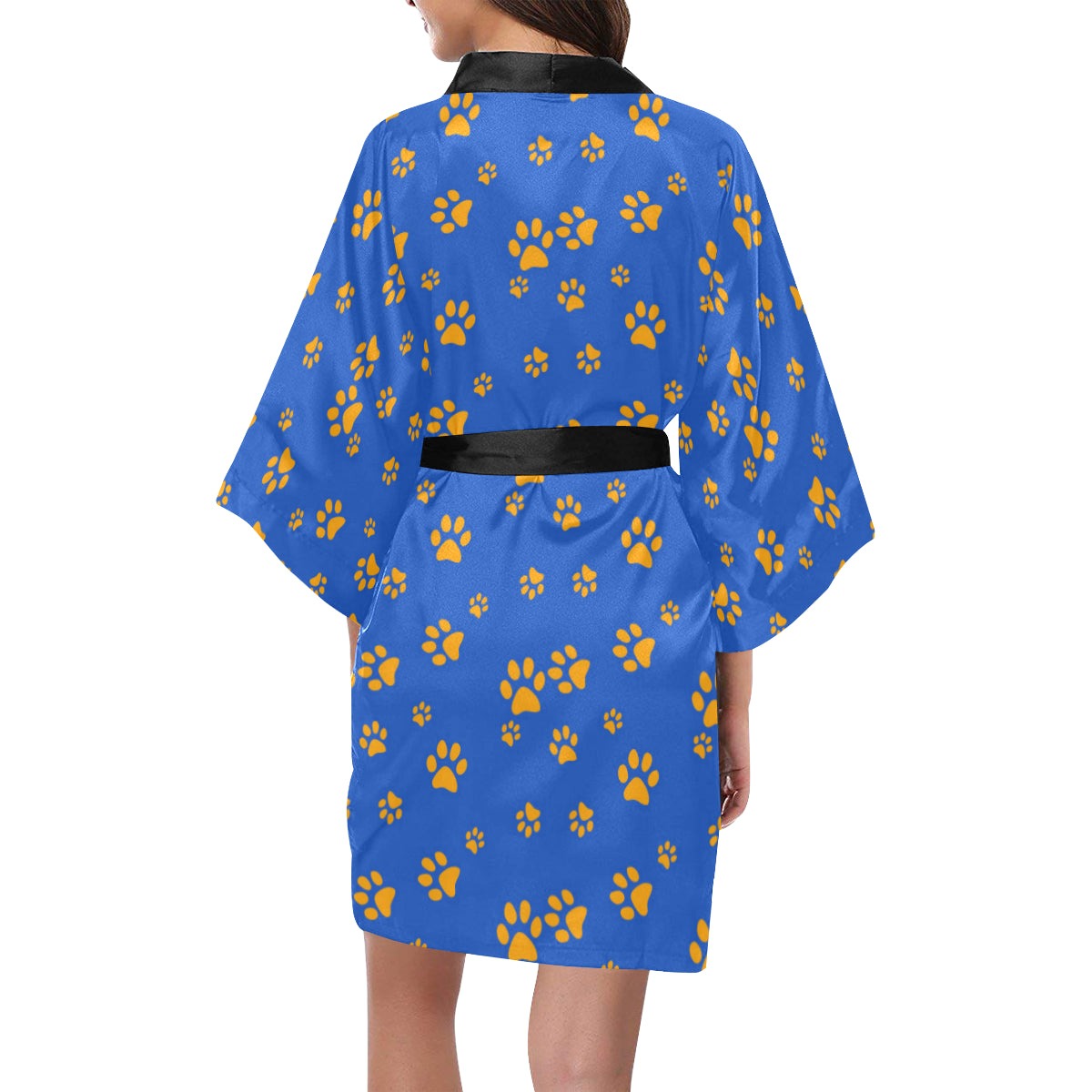 Paw Pattern Print Design A03 Women's Short Kimono