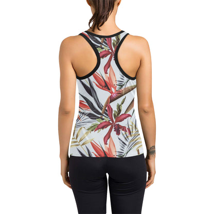 Tropical Flower Pattern Print Design TF021 Women's Racerback Tank Top