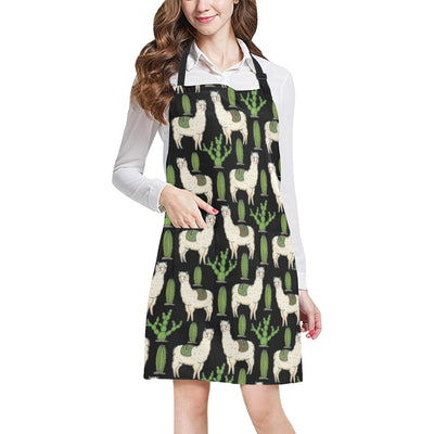 Llama Cactus Pattern Print Design 011 Apron with Pocket