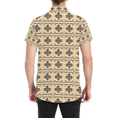 Native American Themed Design Print Men's Short Sleeve Button Up Shirt