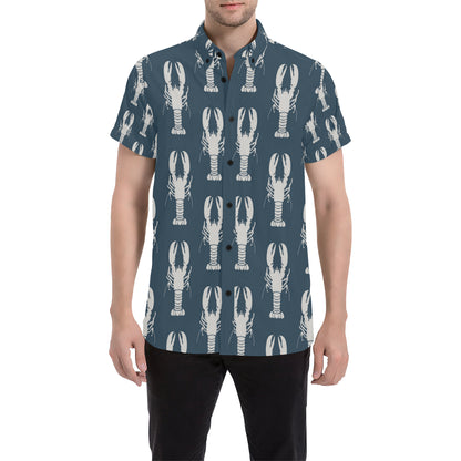 Lobster Pattern Print Design 02 Men's Short Sleeve Button Up Shirt