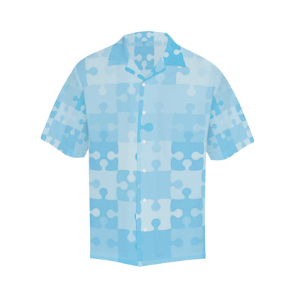 Puzzle Blue Pattern Print Design A04 Men's Hawaiian Shirt