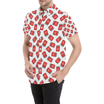 Bible Pattern Print Design 03 Men's Short Sleeve Button Up Shirt