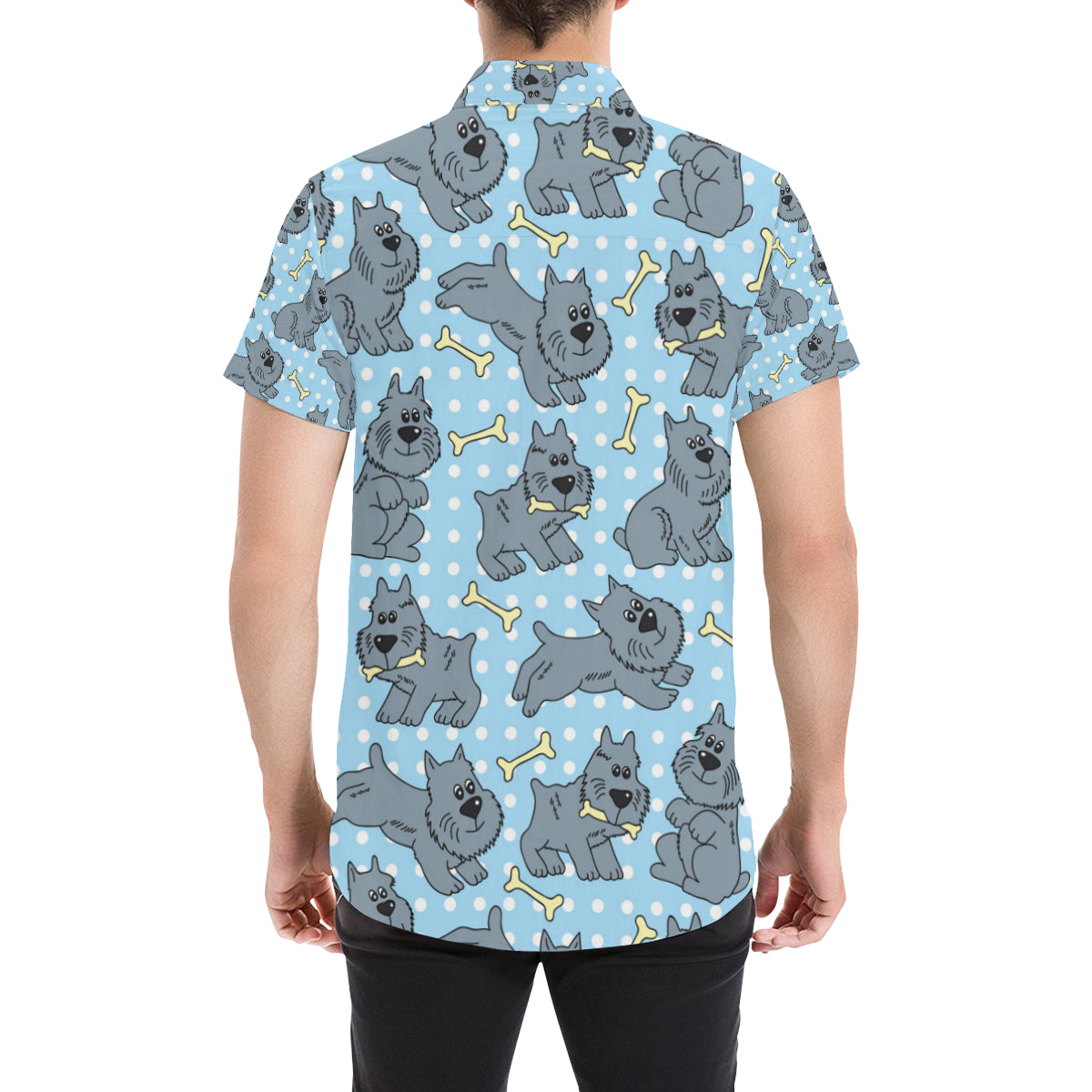 Schnauzers Pattern Print Design A02 Men's Short Sleeve Button Up Shirt