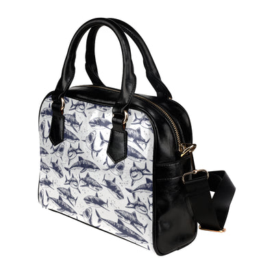 Great White Shark Pattern Print Design 02 Shoulder Handbag