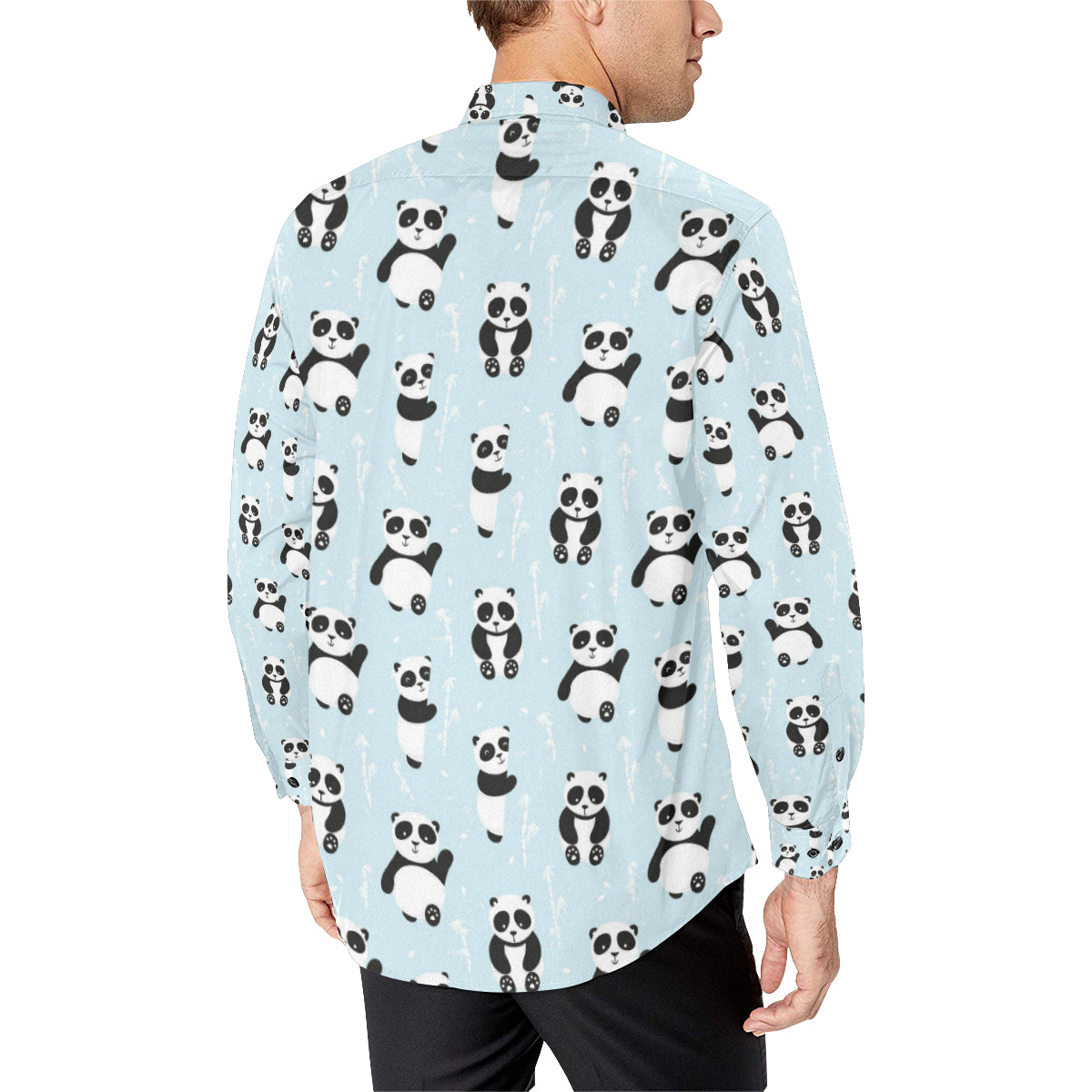 Panda Pattern Print Design A01 Men's Long Sleeve Shirt