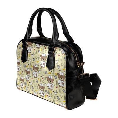 Nurse Bear Pattern Print Design A02 Shoulder Handbag