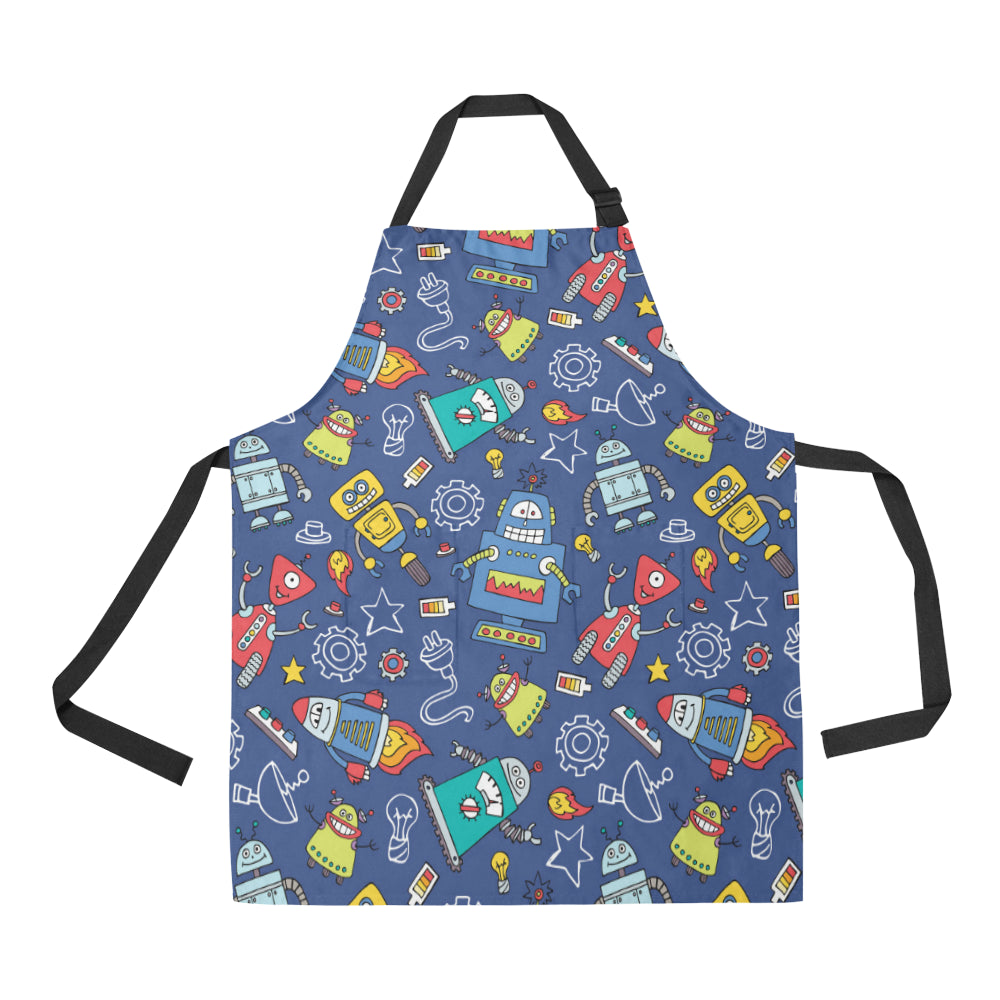 Robot Pattern Print Design A03 Apron with Pocket