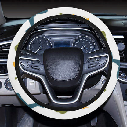 Airplane Pattern Print Design 06 Steering Wheel Cover with Elastic Edge