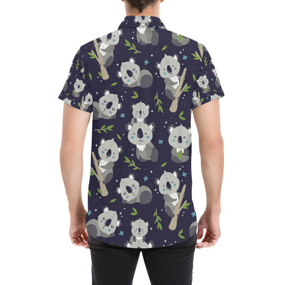 Koala Pattern Print Design 04 Men's Short Sleeve Button Up Shirt