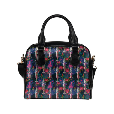 Barracuda with Folwer Pattern Print Design 01 Shoulder Handbag