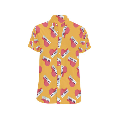 Piano Pattern Print Design 02 Men's Short Sleeve Button Up Shirt