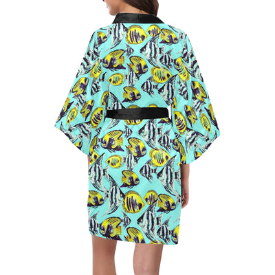 Angelfish Pattern Print Design 02 Women's Short Kimono