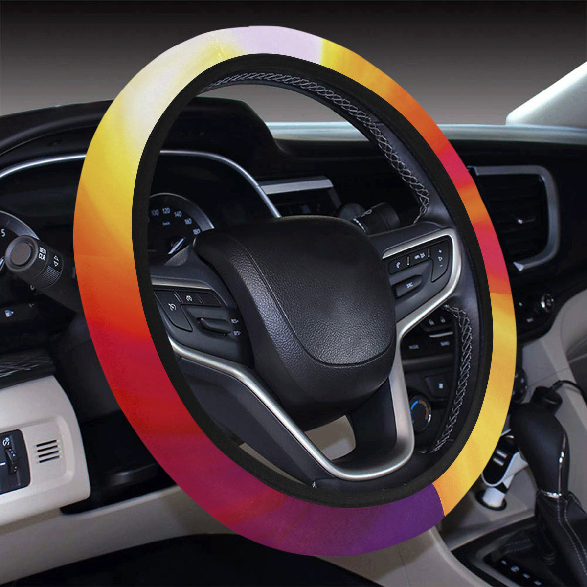 Vortex Twist Swirl Flame Themed Steering Wheel Cover with Elastic Edge