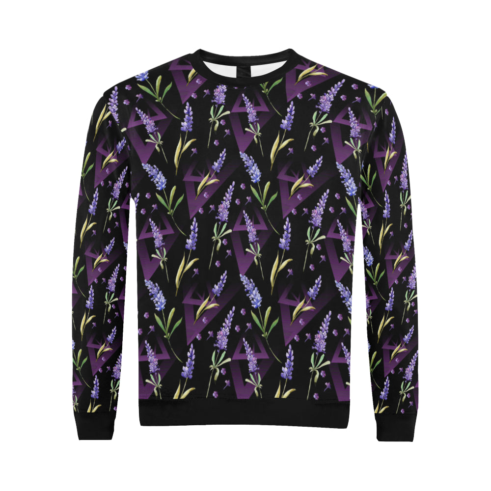 Lavender Pattern Print Design LV07 Men Long Sleeve Sweatshirt