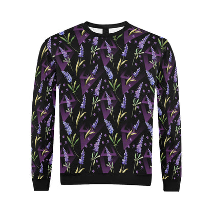 Lavender Pattern Print Design LV07 Men Long Sleeve Sweatshirt