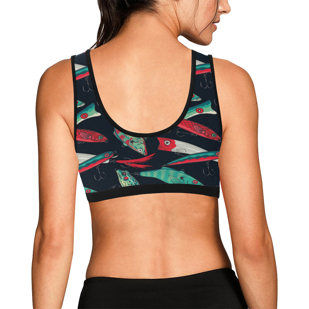 Fishing Bait Pattern Sports Bra