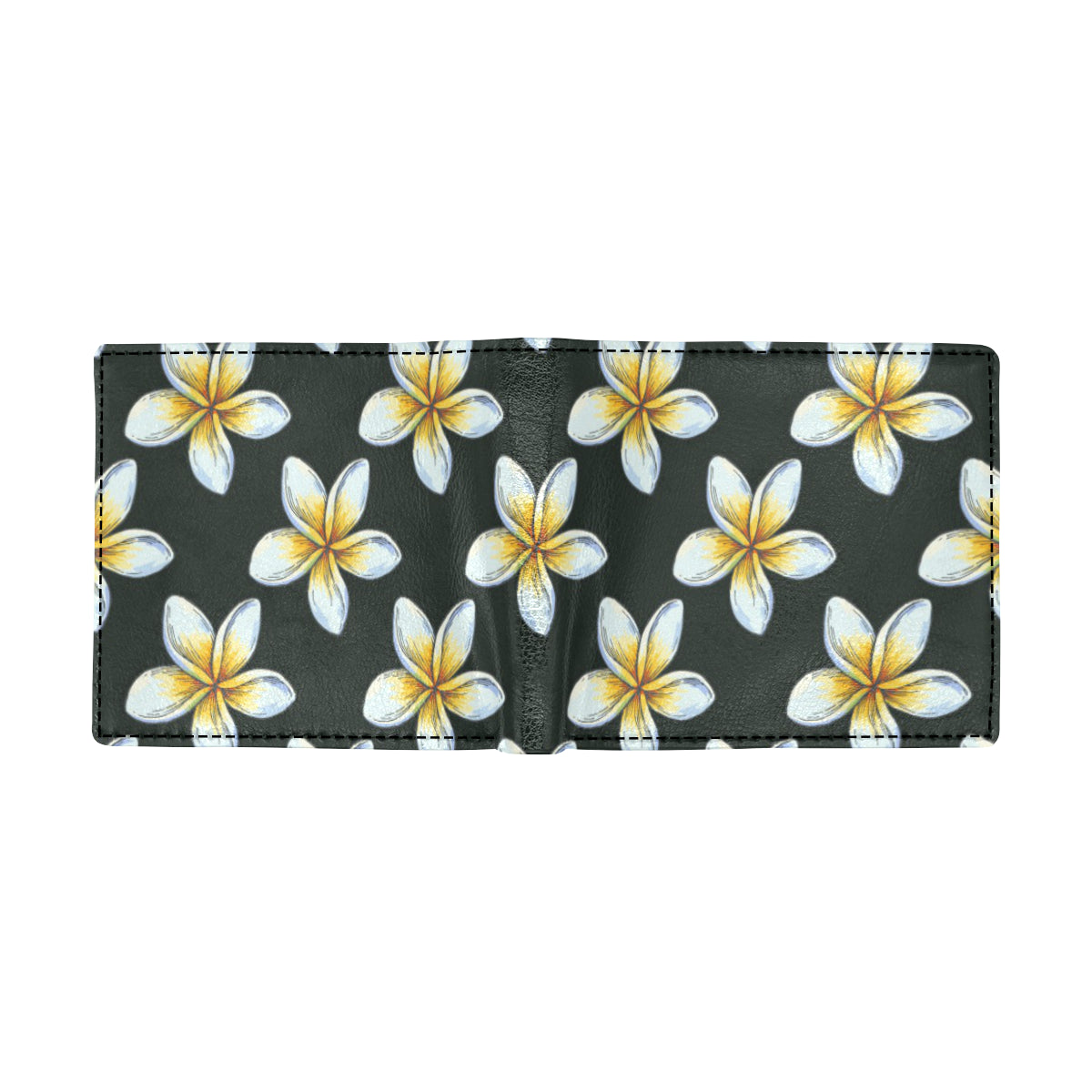 White Plumeria Pattern Print Design PM022 Men's ID Card Wallet
