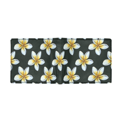 White Plumeria Pattern Print Design PM022 Men's ID Card Wallet
