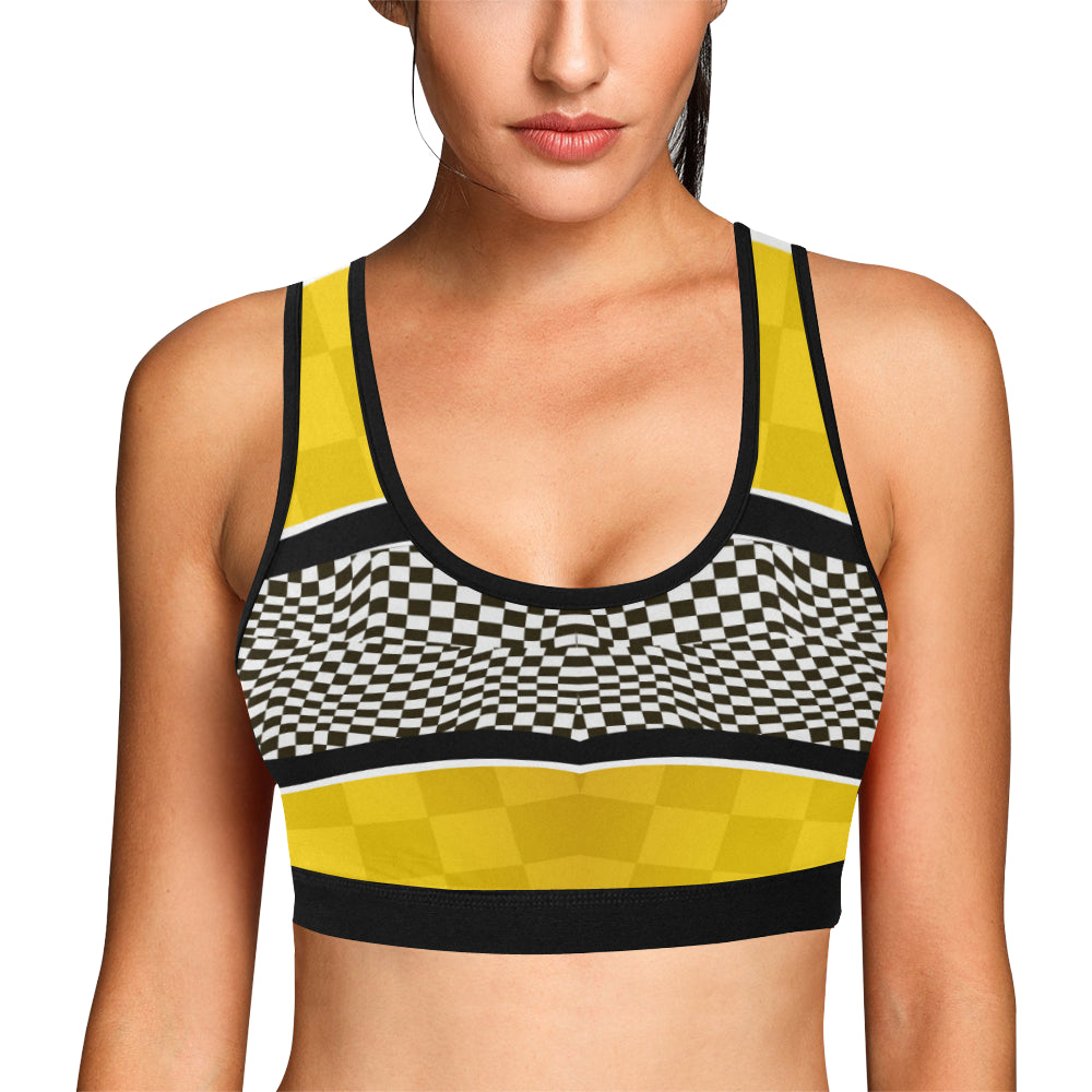 Checkered Pattern Print Design 02 Sports Bra