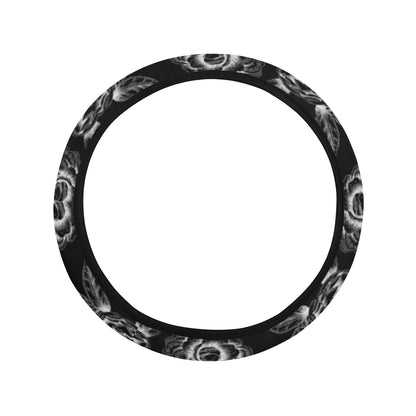 Camellia Pattern Print Design 02 Steering Wheel Cover with Elastic Edge