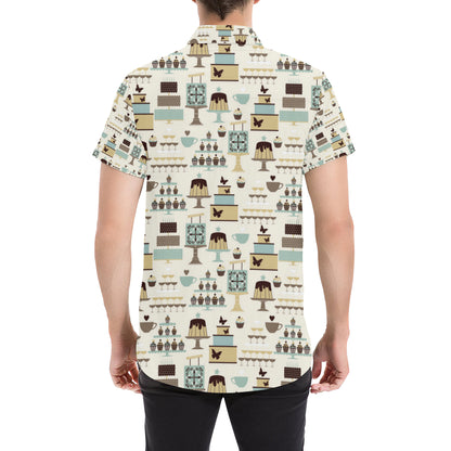 Cake Pattern Print Design 02 Men's Short Sleeve Button Up Shirt