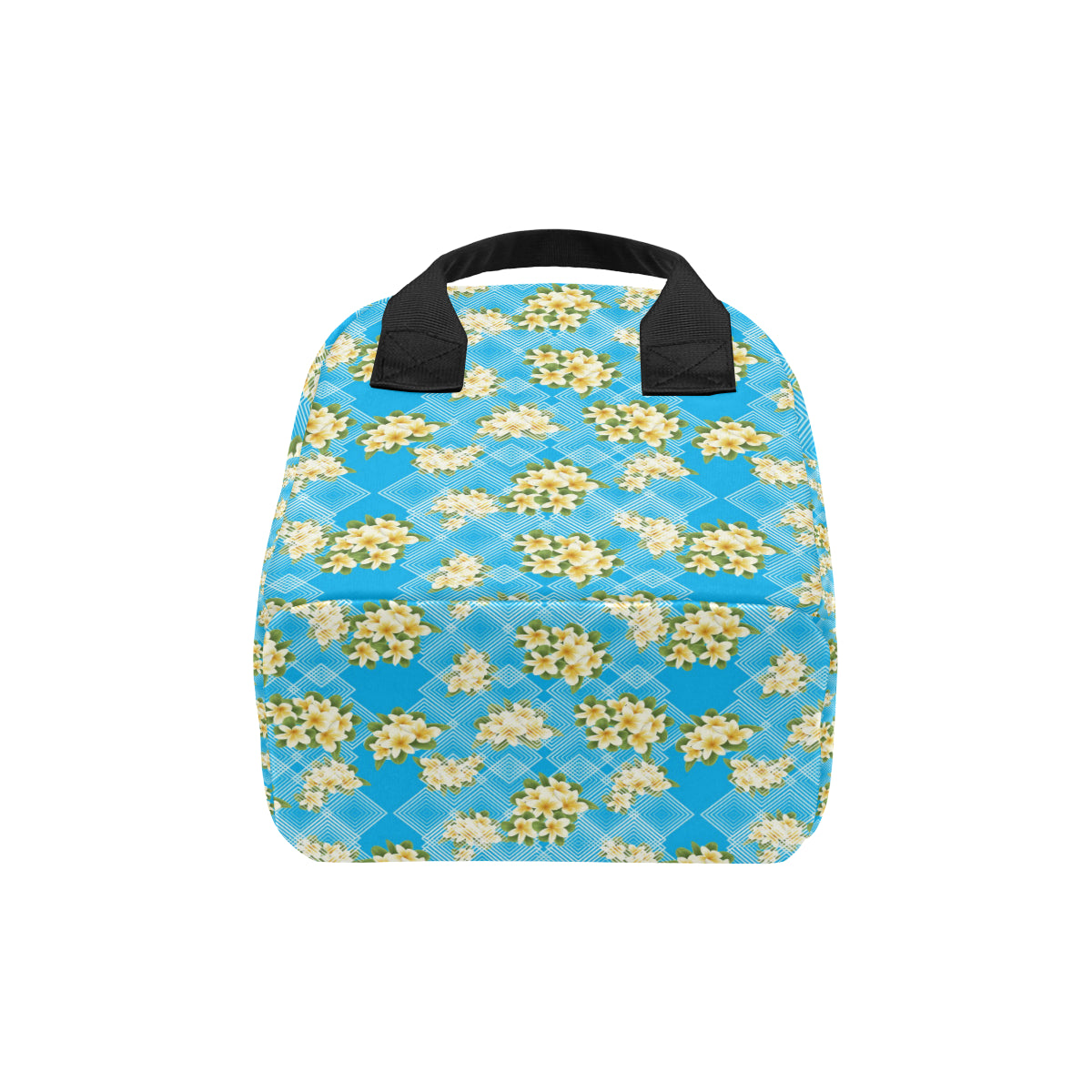 Yellow Plumeria Design Print Pattern Insulated Lunch Bag