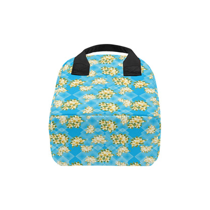 Yellow Plumeria Design Print Pattern Insulated Lunch Bag