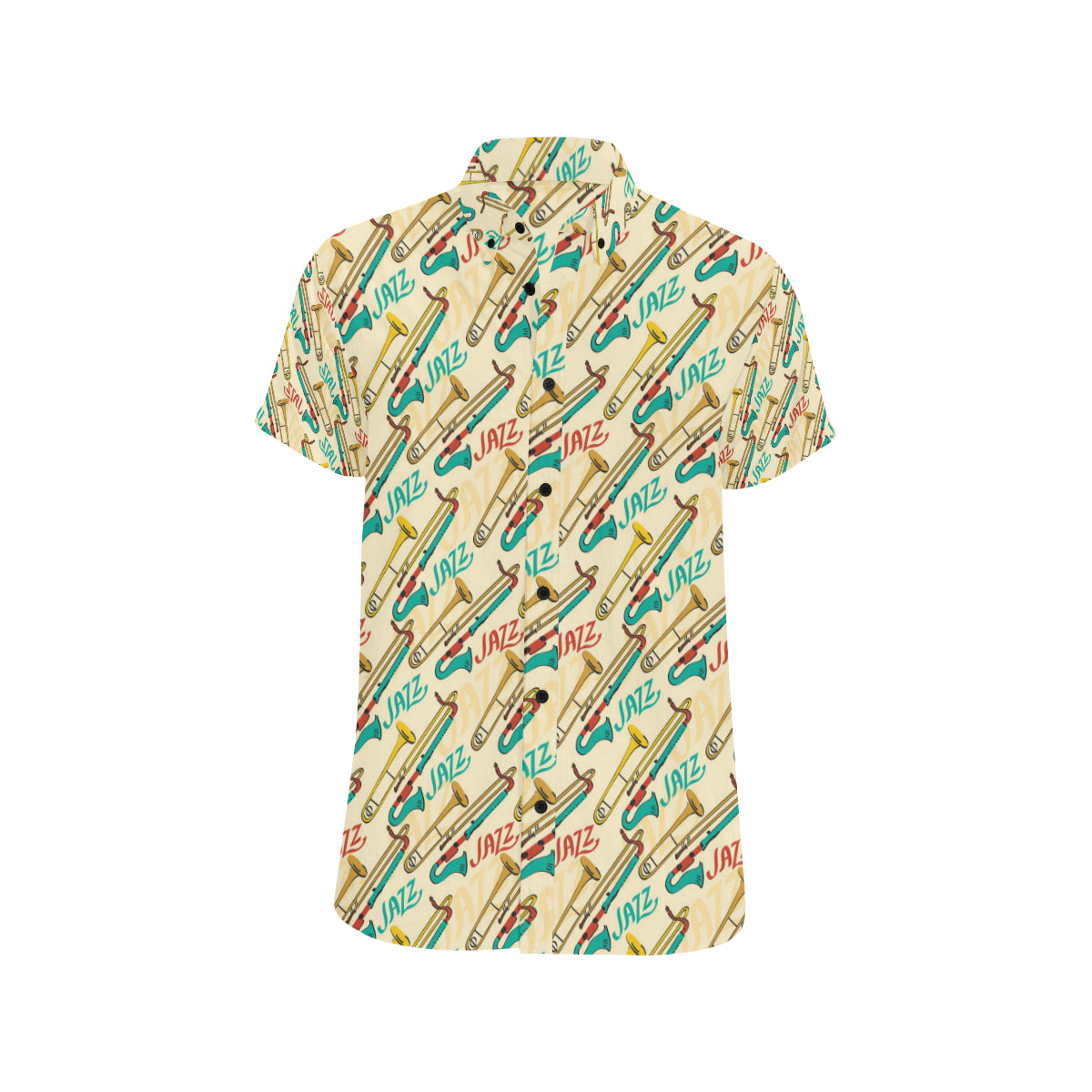 Trombone Pattern Print Design 03 Men's Short Sleeve Button Up Shirt