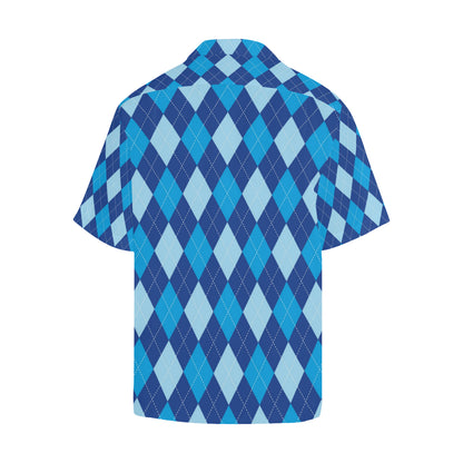 Argyle Blue Pattern Print Design 02 Men's Hawaiian Shirt
