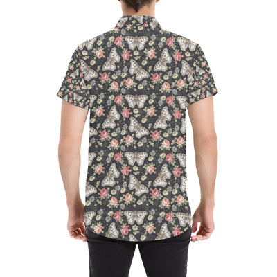 Butterfly Flower Pattern Print Design 07 Men's Short Sleeve Button Up Shirt