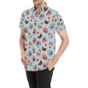 Cupcakes Fancy Heart Print Pattern Men's Short Sleeve Button Up Shirt