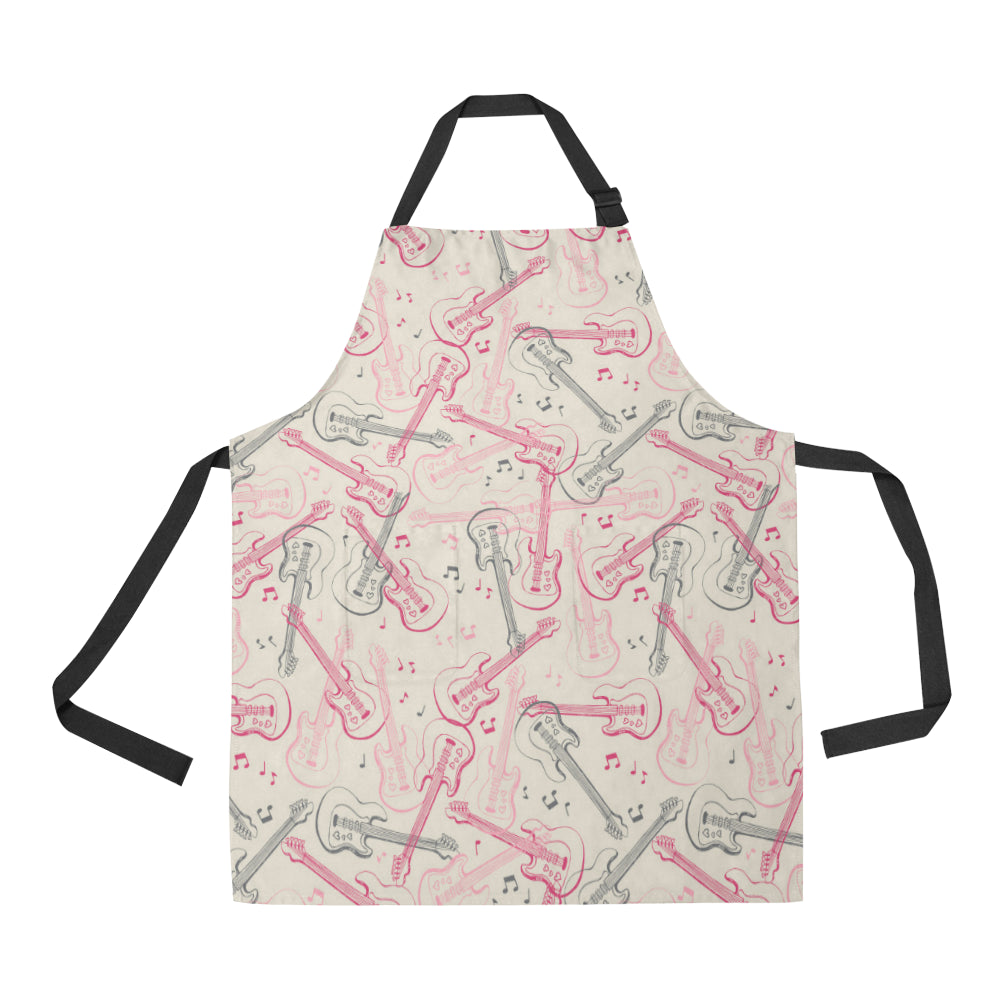Bass Guitar Pattern Print Design 02 Apron with Pocket
