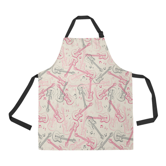Bass Guitar Pattern Print Design 02 Apron with Pocket